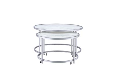 Rayne White Nesting Cocktail Tables,Steve Silver