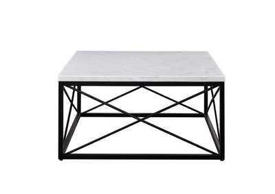 Skyler White & Black Marble Top Square Cocktail Table,Steve Silver