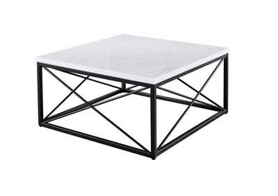 Skyler White & Black Marble Top Square Cocktail Table,Steve Silver