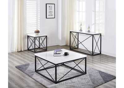 Skyler White & Black Marble Top Square Cocktail Table,Steve Silver