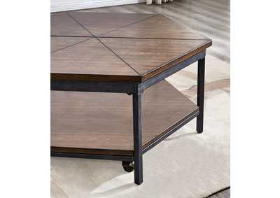 Ultimo Brown Hexagon Lift Top Cocktail Table w/Casters,Steve Silver