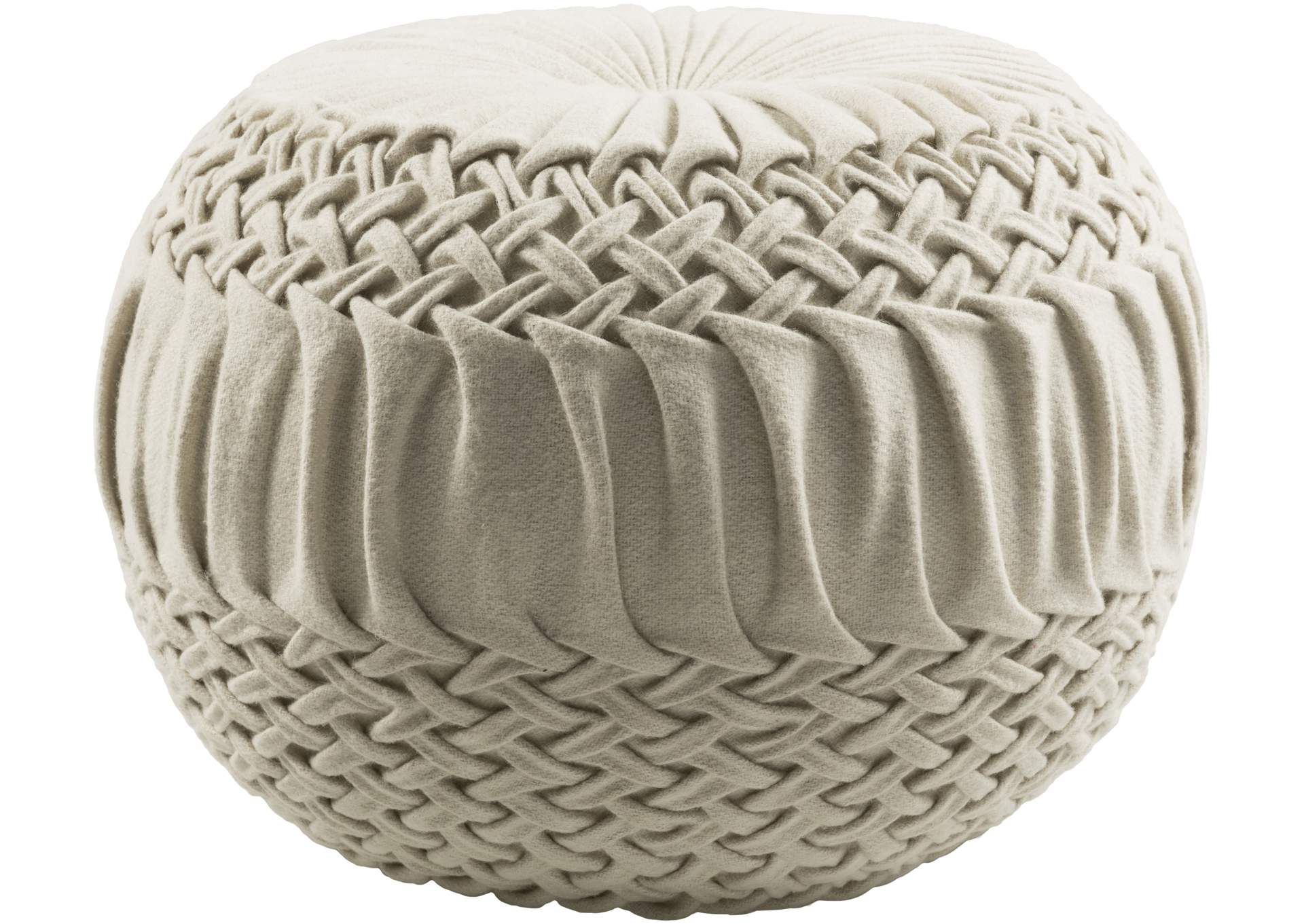 Alana Cream Pouf,Surya
