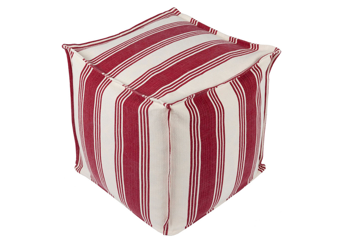 Anchor Bay Cream/Bright Red Pouf,Surya