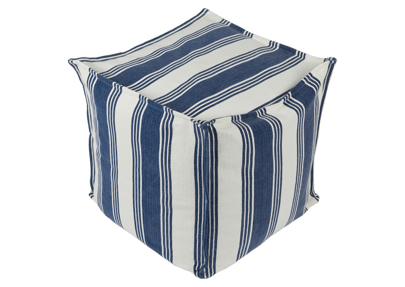 Anchor Bay Cream/Dark Blue Pouf,Surya