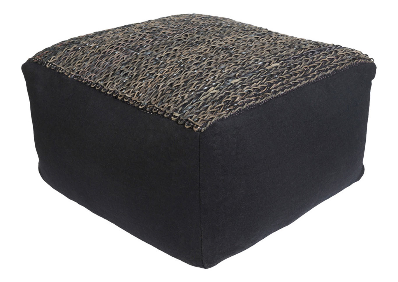 Aija Black/Dark Brown Pouf,Surya