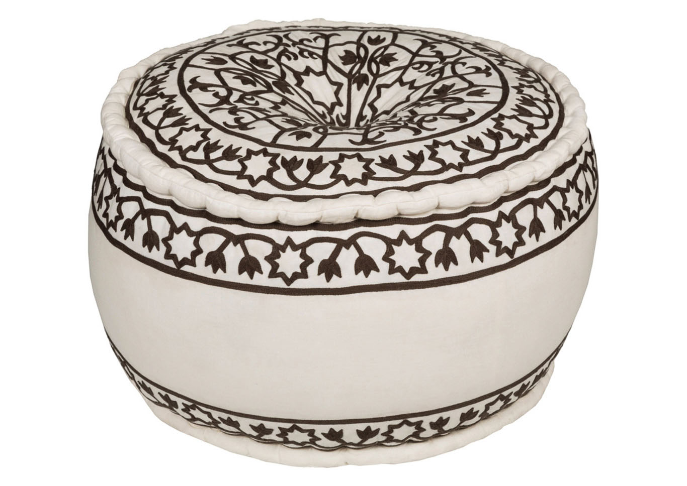 Akua White/Black Pouf,Surya