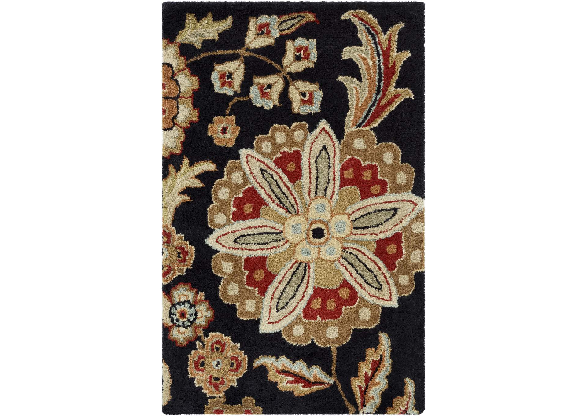 Athena Black Area Rug,Surya
