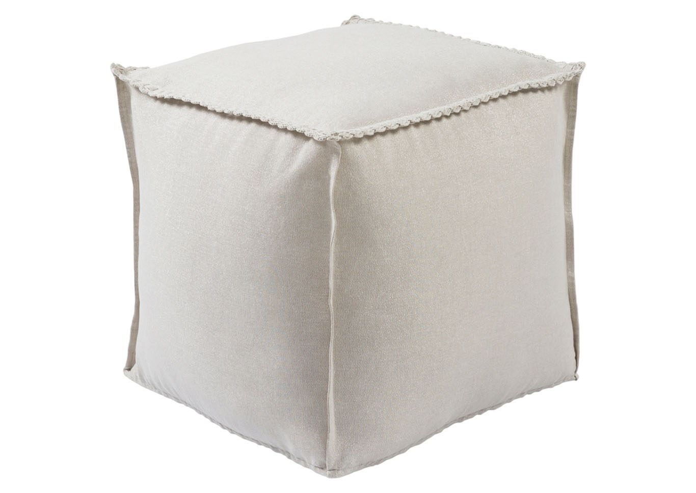 Audrey Light Gray/Silver Pouf,Surya