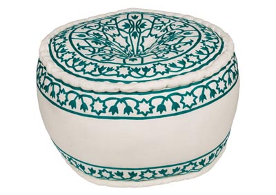 Image for Akua Teal/White Pouf