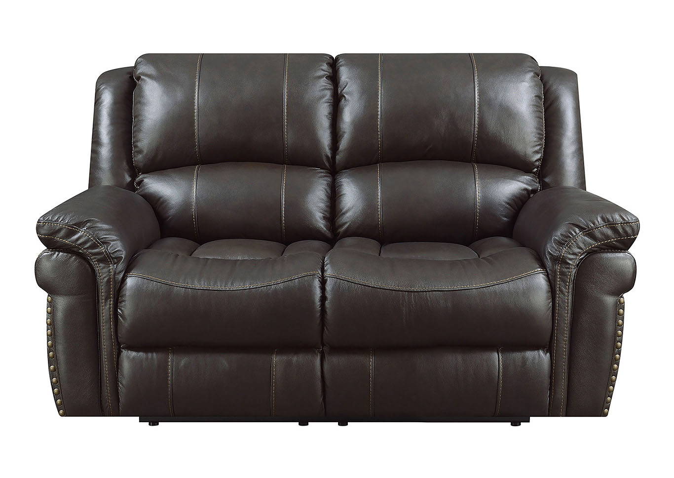 Lisa Chocolate Leather Match Manual Motion Loveseat,Taba Home Furnishings