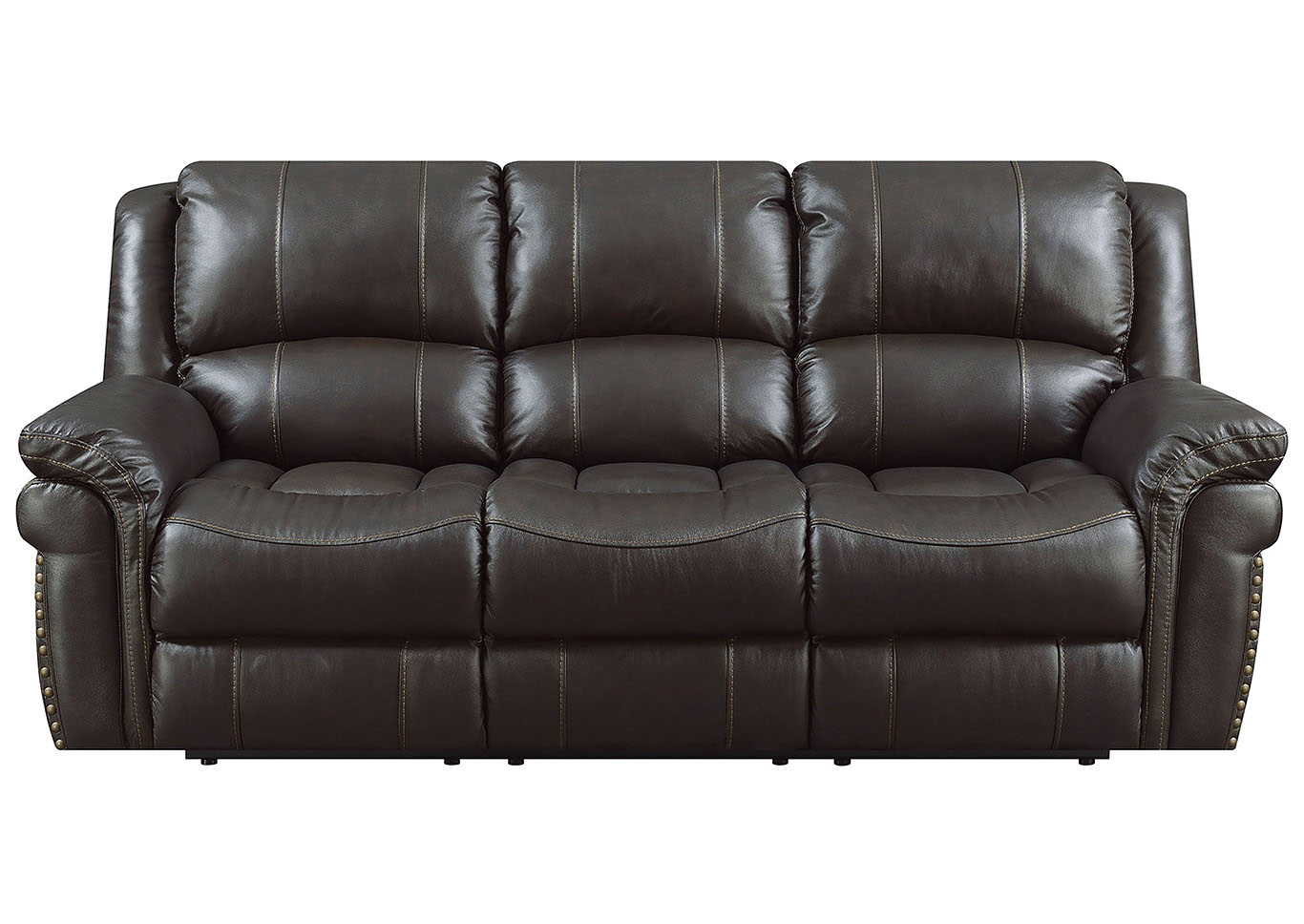 Lisa Chocolate Leather Match Manual Motion Sofa,Taba Home Furnishings