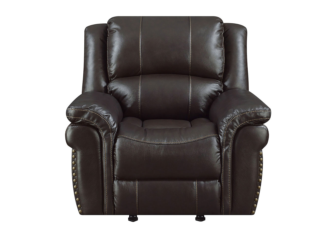 Lisa Chocolate Leather Match Manual Motion Recliner,Taba Home Furnishings