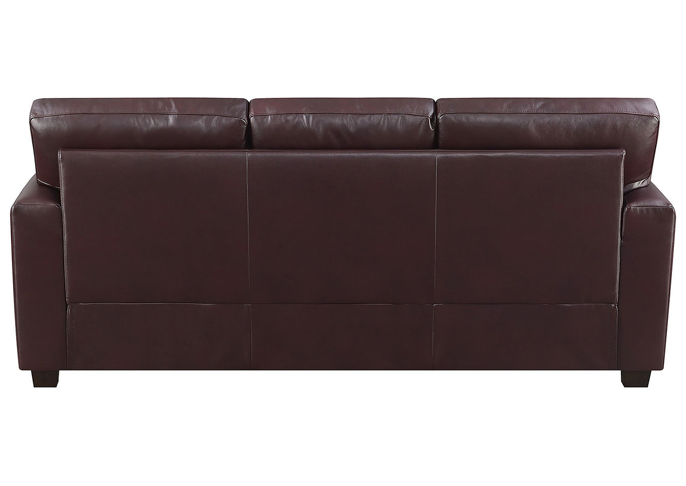 Stephanie Burgundy Leather Match Stationary Sofa Taba Home Furnishings