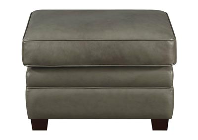 Image for April Gray Leather Match Stationary Ottoman