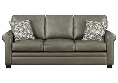 April Gray Leather Match Stationary Sofa