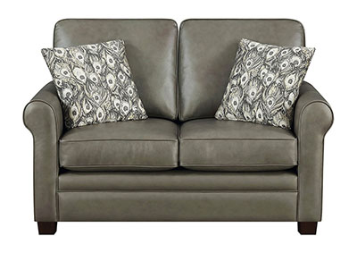 Image for April Gray Leather Match Stationary Loveseat