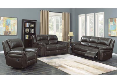 Image for Lisa Chocolate Leather Match Manual Motion 3 Piece Living Room Set