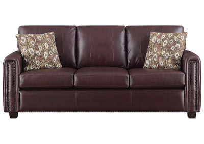Image for Stephanie Burgundy Leather Match Stationary Sofa