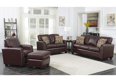 Image for Stephanie Burgundy Leather Match Stationary 4 Piece Living Room Set