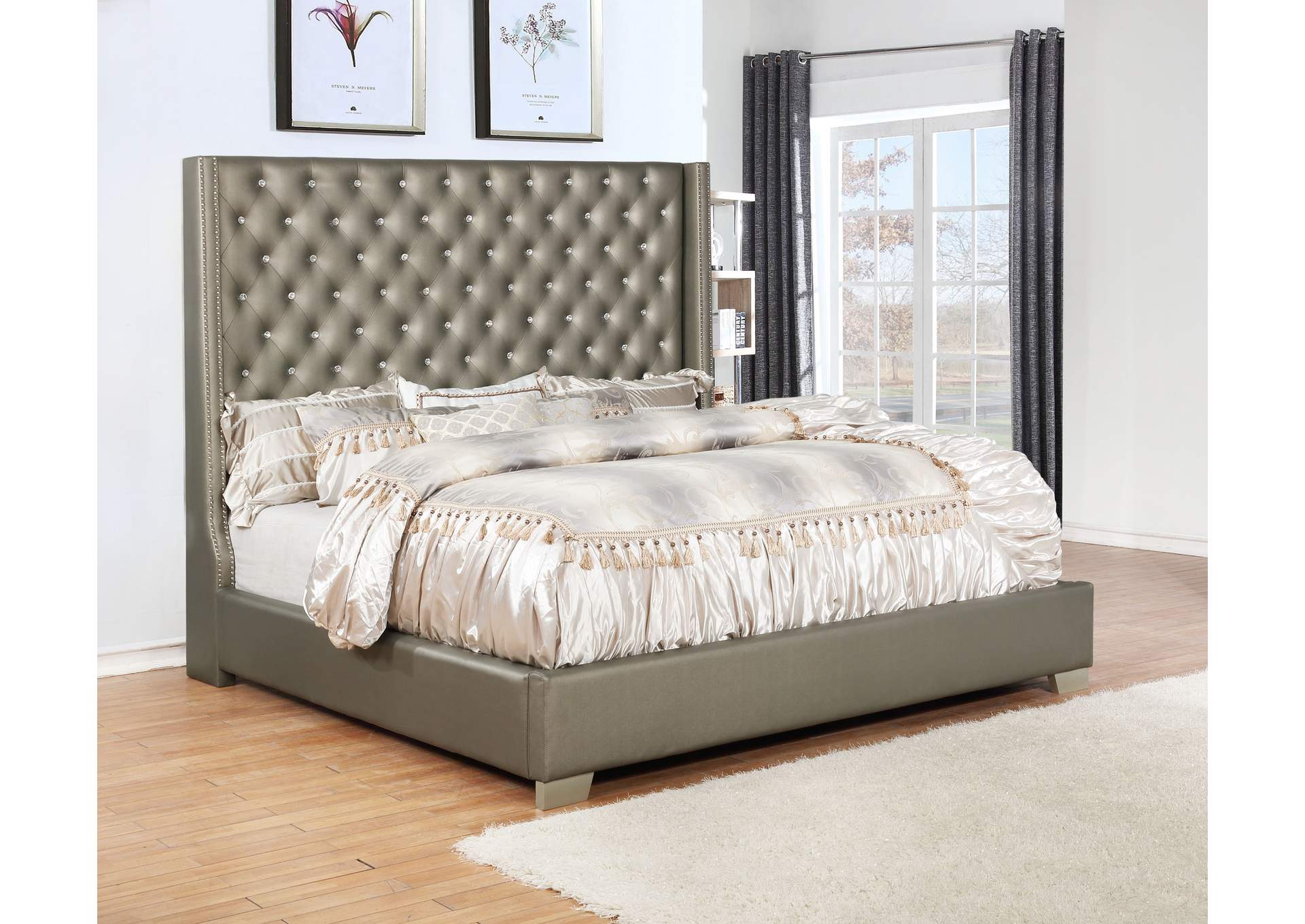 Bellissimo Gray PU Queen Bed,Titanic Furniture