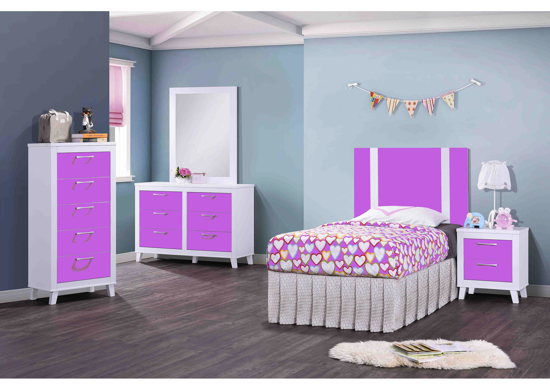 Lilly White/Purple Mirror,Titanic Furniture