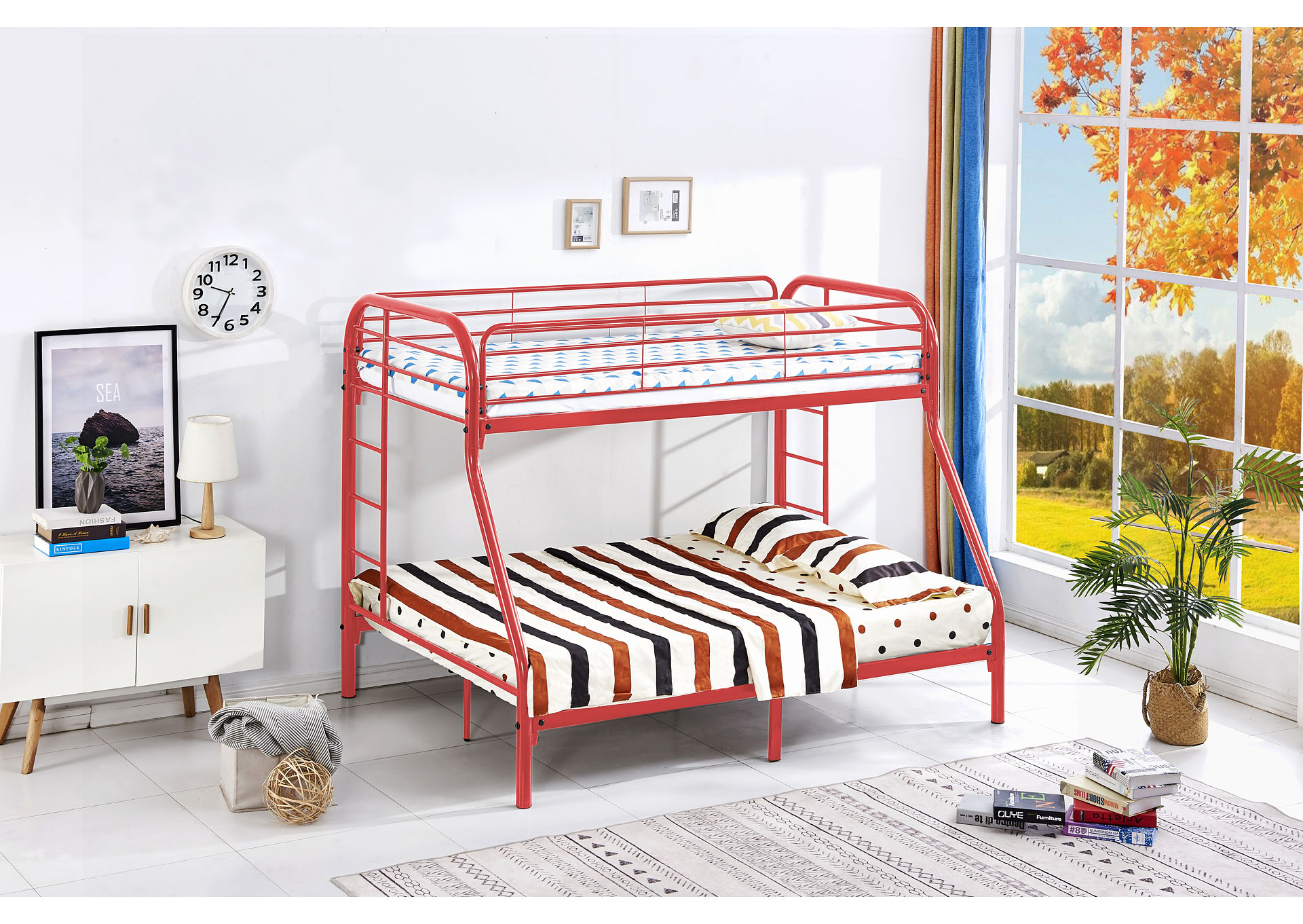 Diego Red T/F Metal Bunk Bed,Titanic Furniture