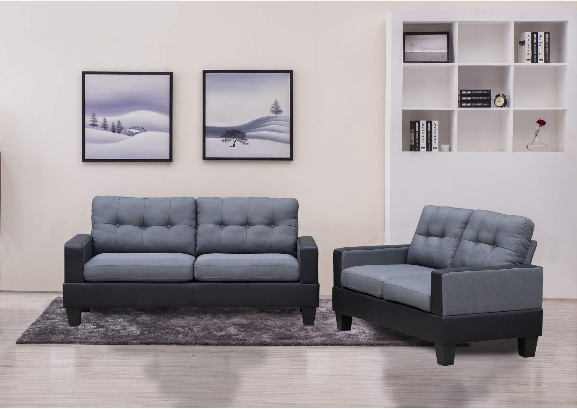 Gray/Black Loveseat,Titanic Furniture