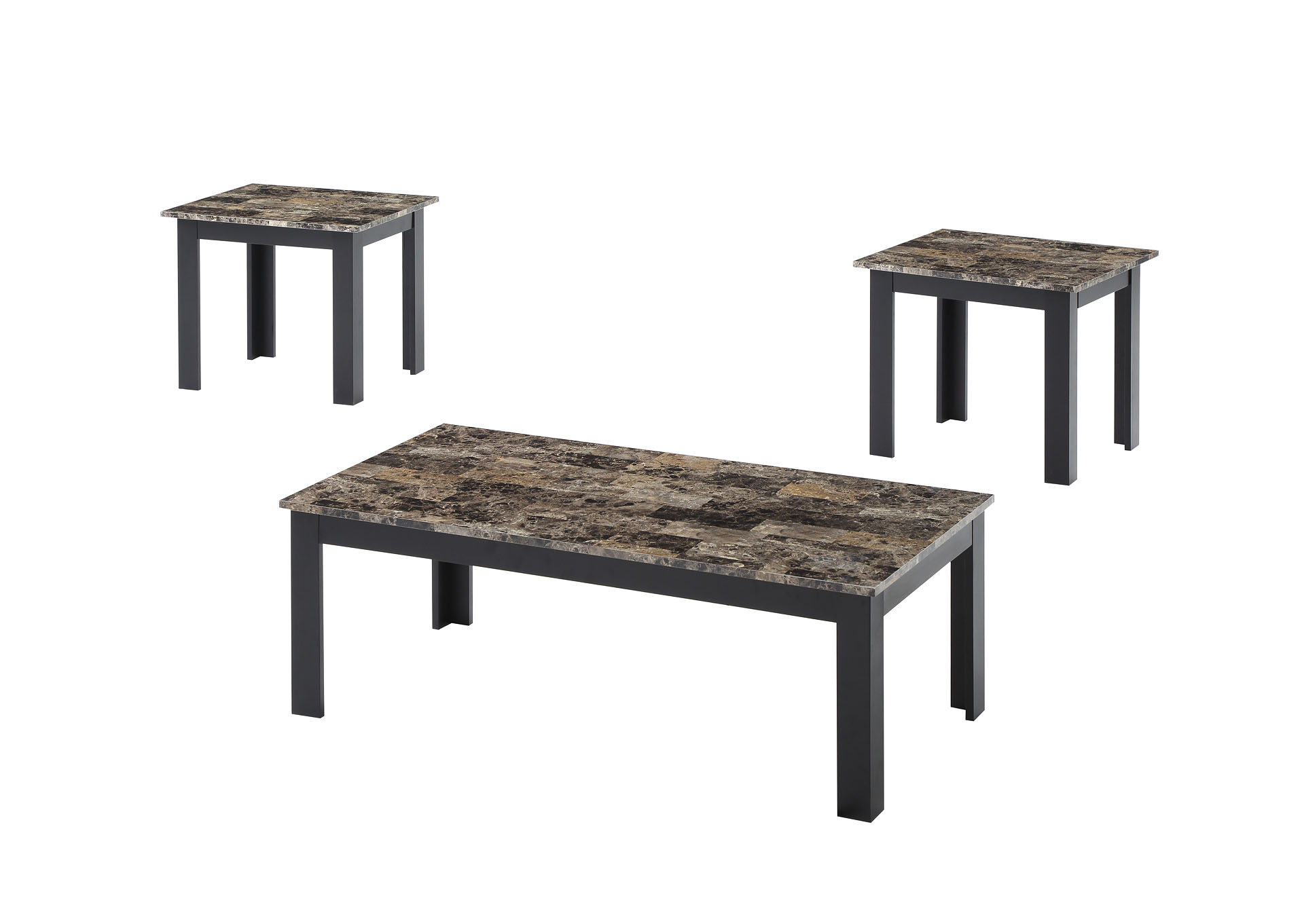 Brown 3 Piece Faux Marble Coffee Table Set,Titanic Furniture