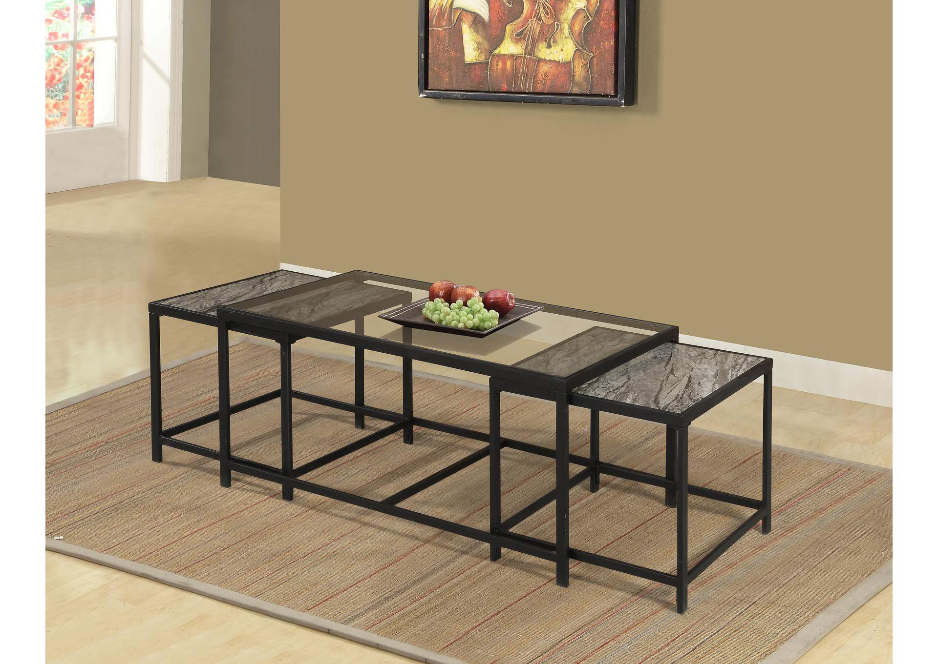 Black/Faux Marble Savannah Occasional Table Collection,Titanic Furniture
