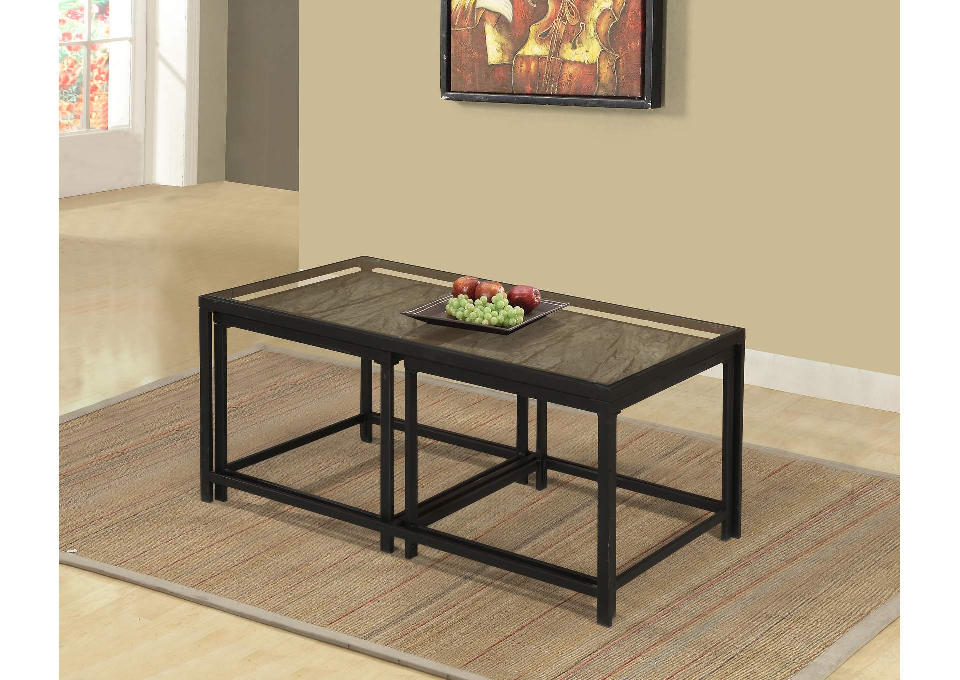 Black/Faux Marble Savannah Occasional Table Collection,Titanic Furniture