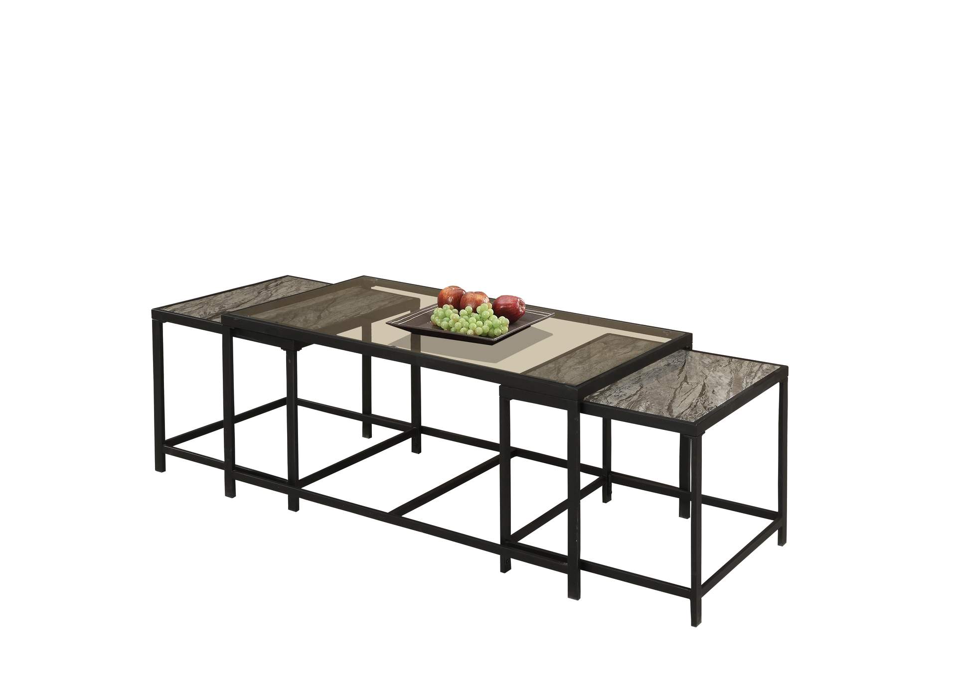 Black/Faux Marble Savannah Occasional Table Collection,Titanic Furniture