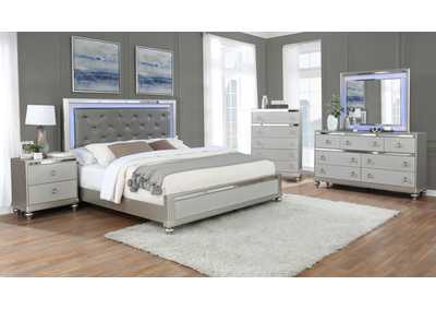 Image for Katty Silver Twin LED Bed: LED Headboard (Box 1 of 3) Footboard (Box 2 of 3) Queen or King Rails (Box 3 of 3)