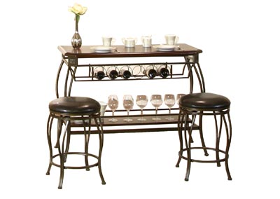Image for Meny Brown Bar Table with 2 stools (Set)