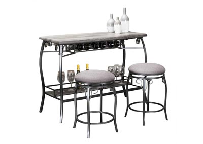 Image for Meny Gray Bar Table with 2 stools (Set)