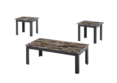 Image for Brown 3 Piece Faux Marble Coffee Table Set