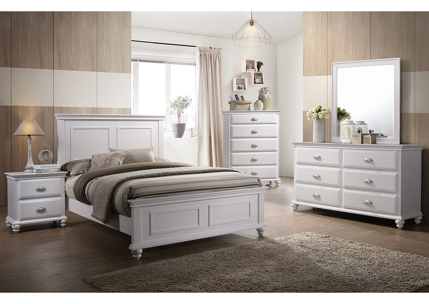 Cape Cod Queen Panel Bed w/Dresser & Mirror,United Furniture - Presentation