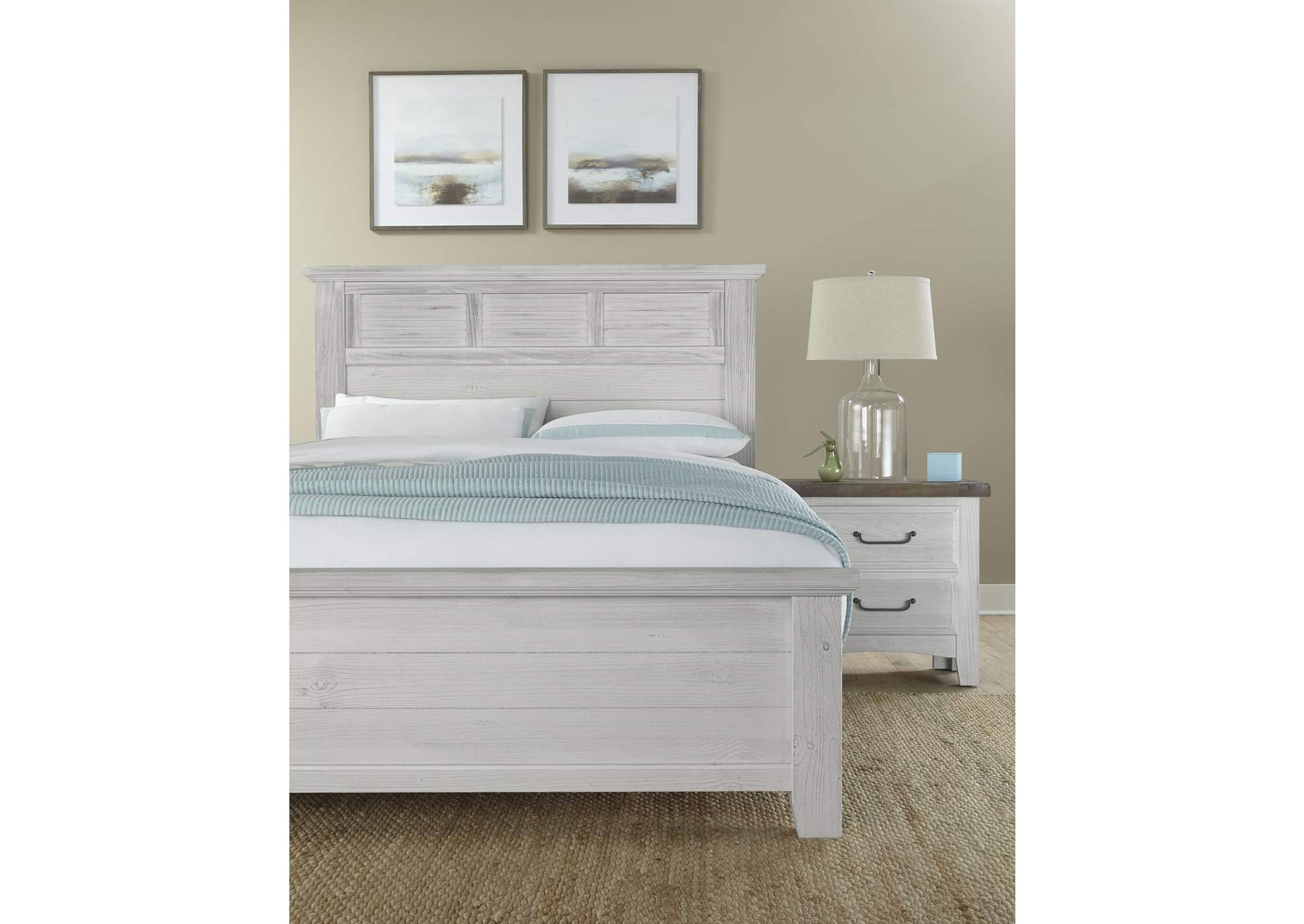 Sawmill Alabaster Queen Louver Bed,Vaughan-Bassett