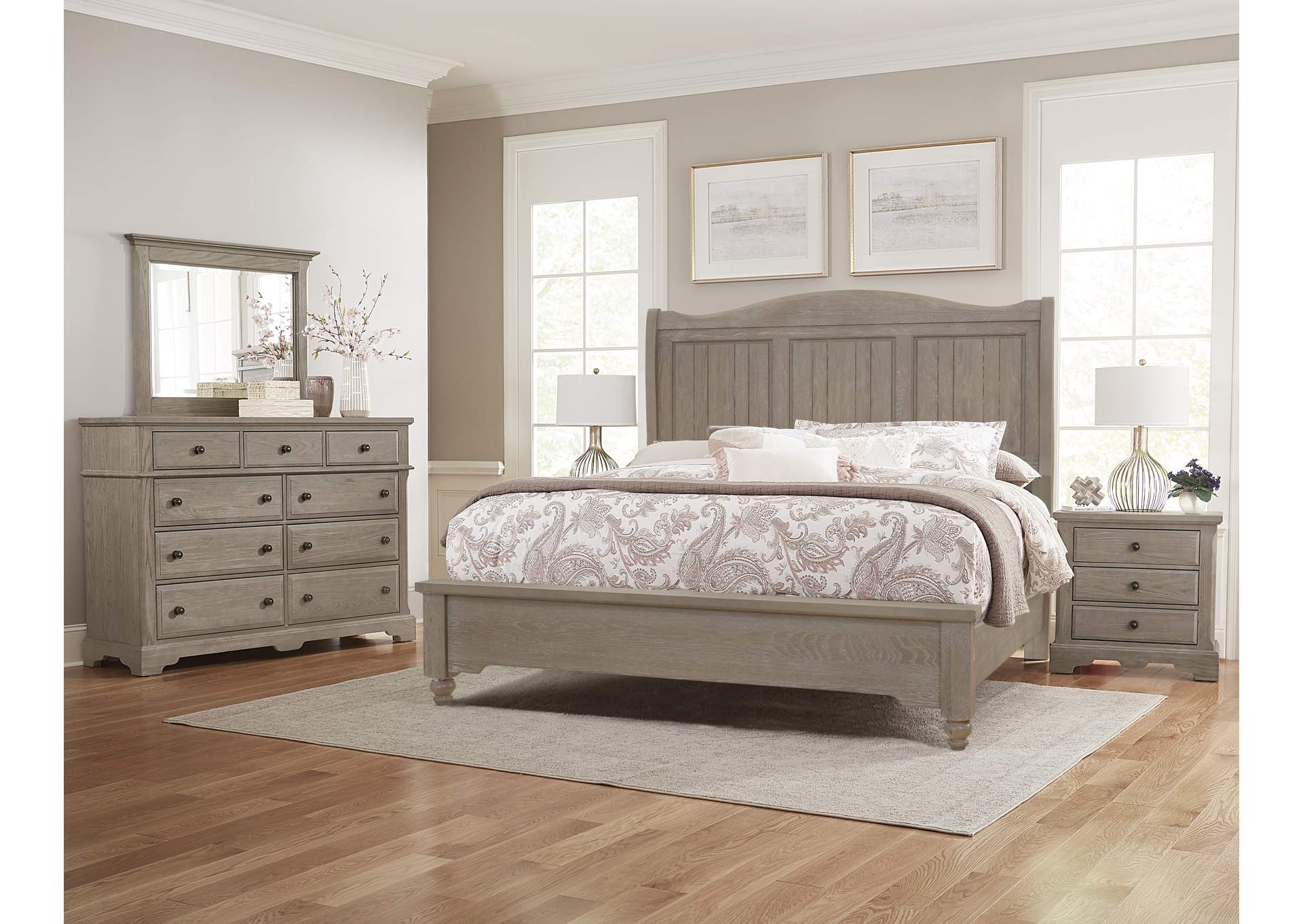 114 - Heritage-Greystone Queen Sleigh Bed,Vaughan-Bassett