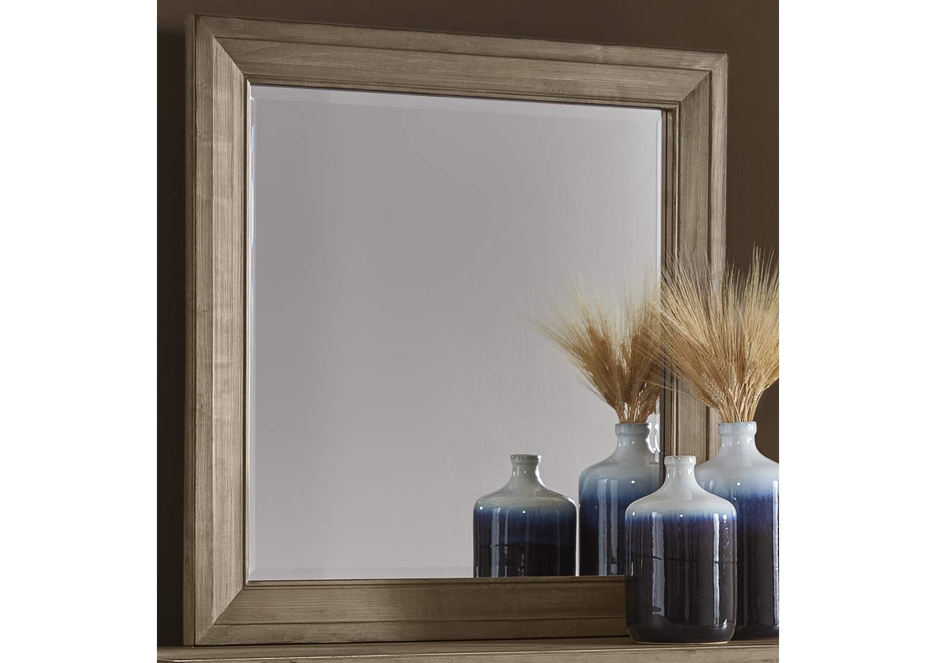 Maple Road Weathered Gray Landscape Mirror