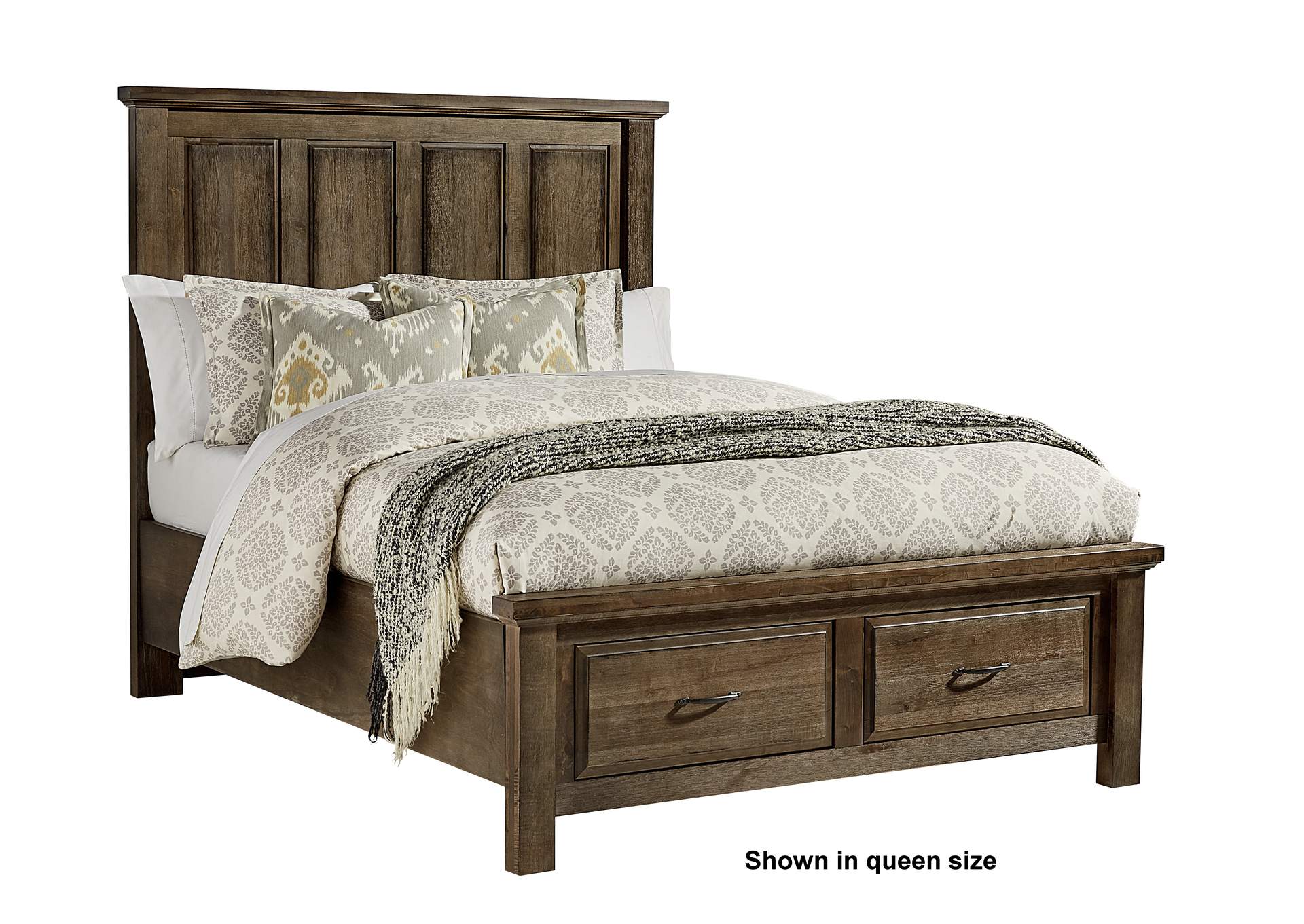 Maple Road Maple Syrup Queen Mansion Bed w/ Storage Footboard,Vaughan-Bassett