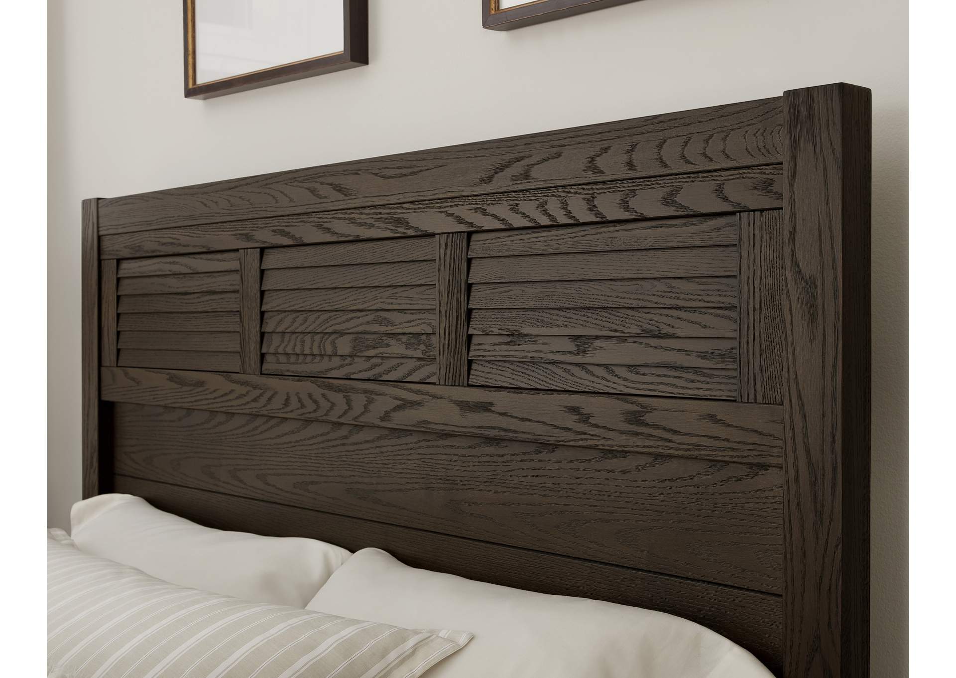 140 - Passageways-Charleston Brown King Louvered Bed With Low Profile Footboard,Vaughan-Bassett