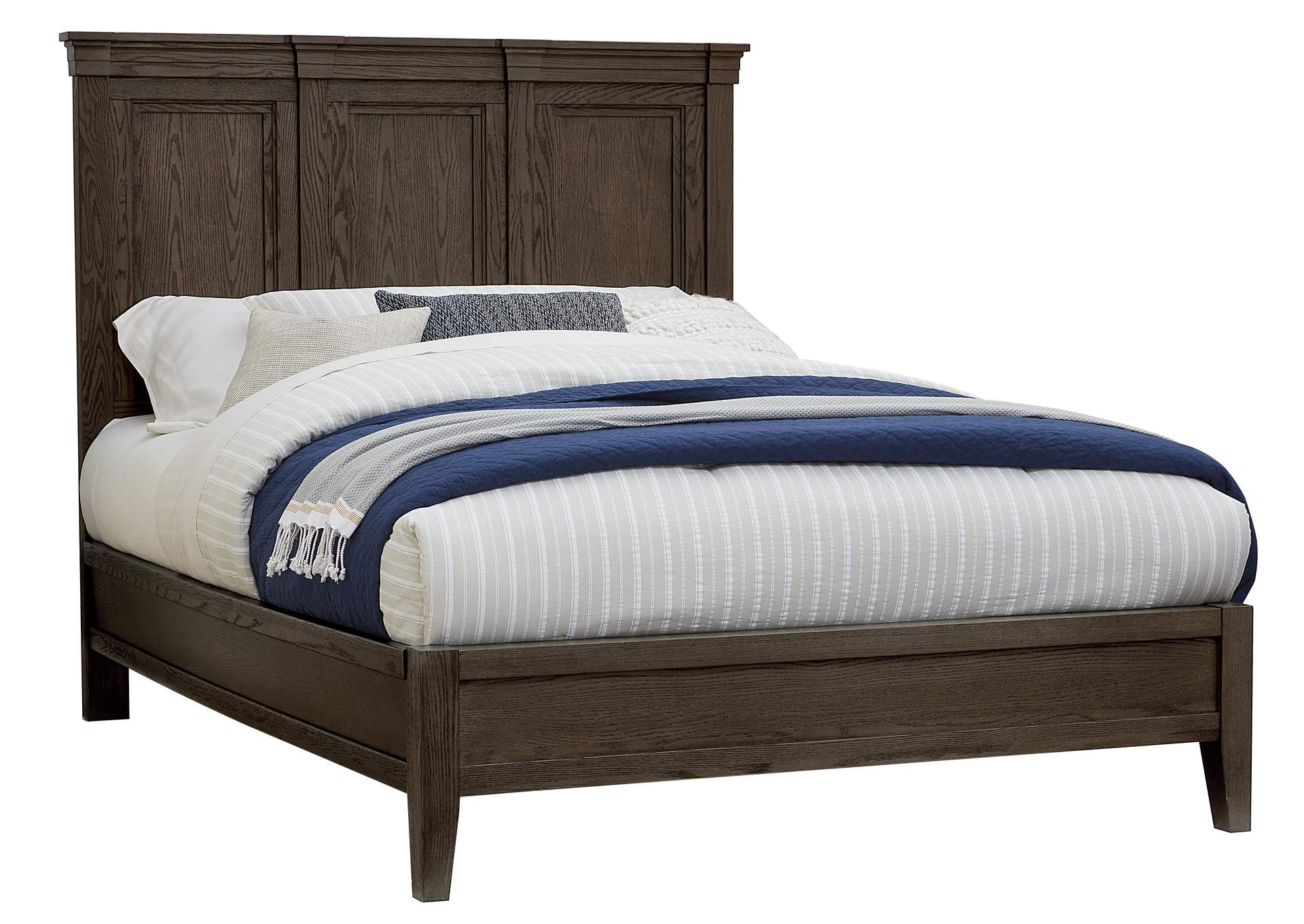 140 - Passageways-Charleston Brown King Louvered Bed With Low Profile Footboard,Vaughan-Bassett