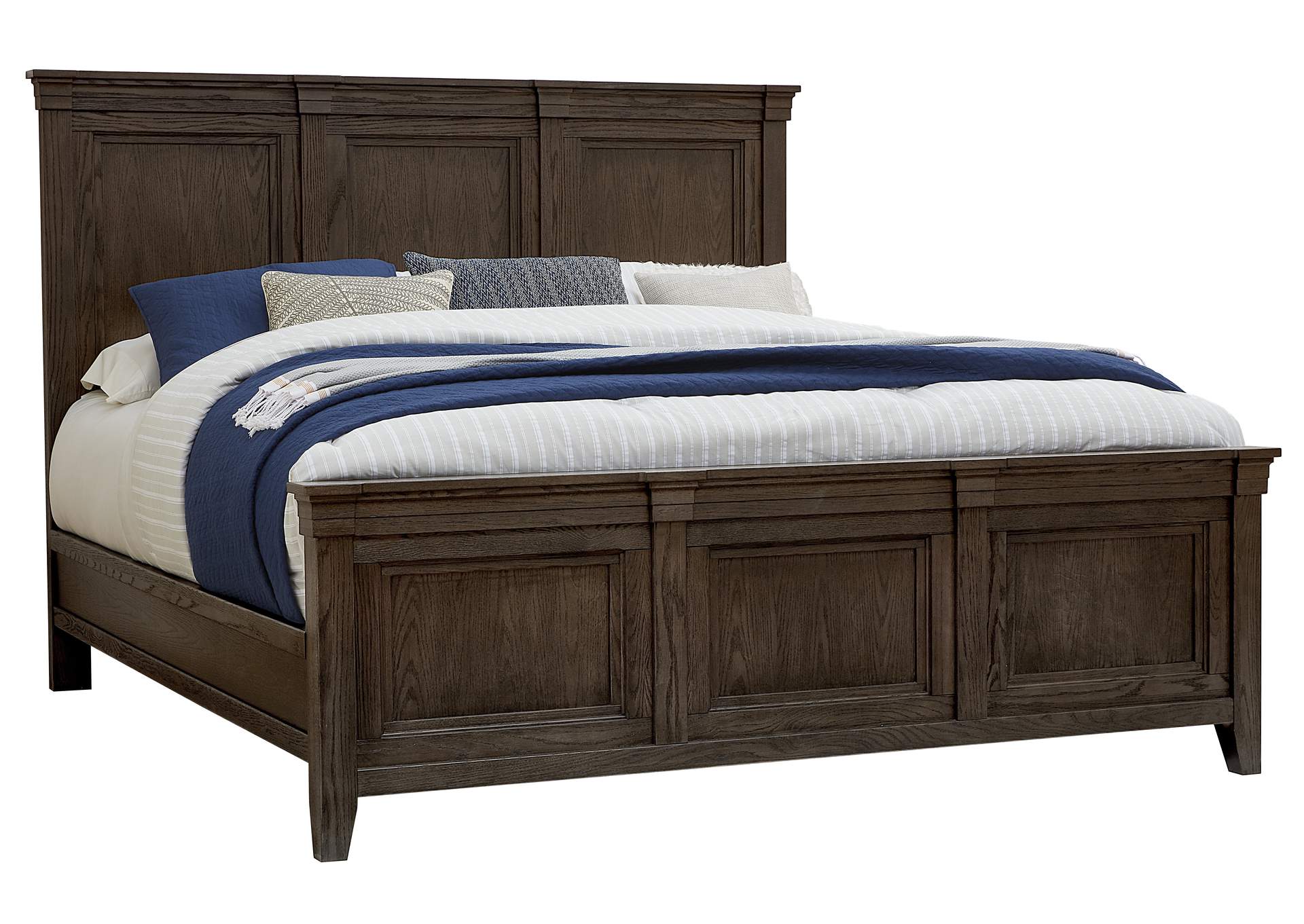 140 - Passageways-Charleston Brown Queen Louvered Bed With Low Profile Footboard,Vaughan-Bassett