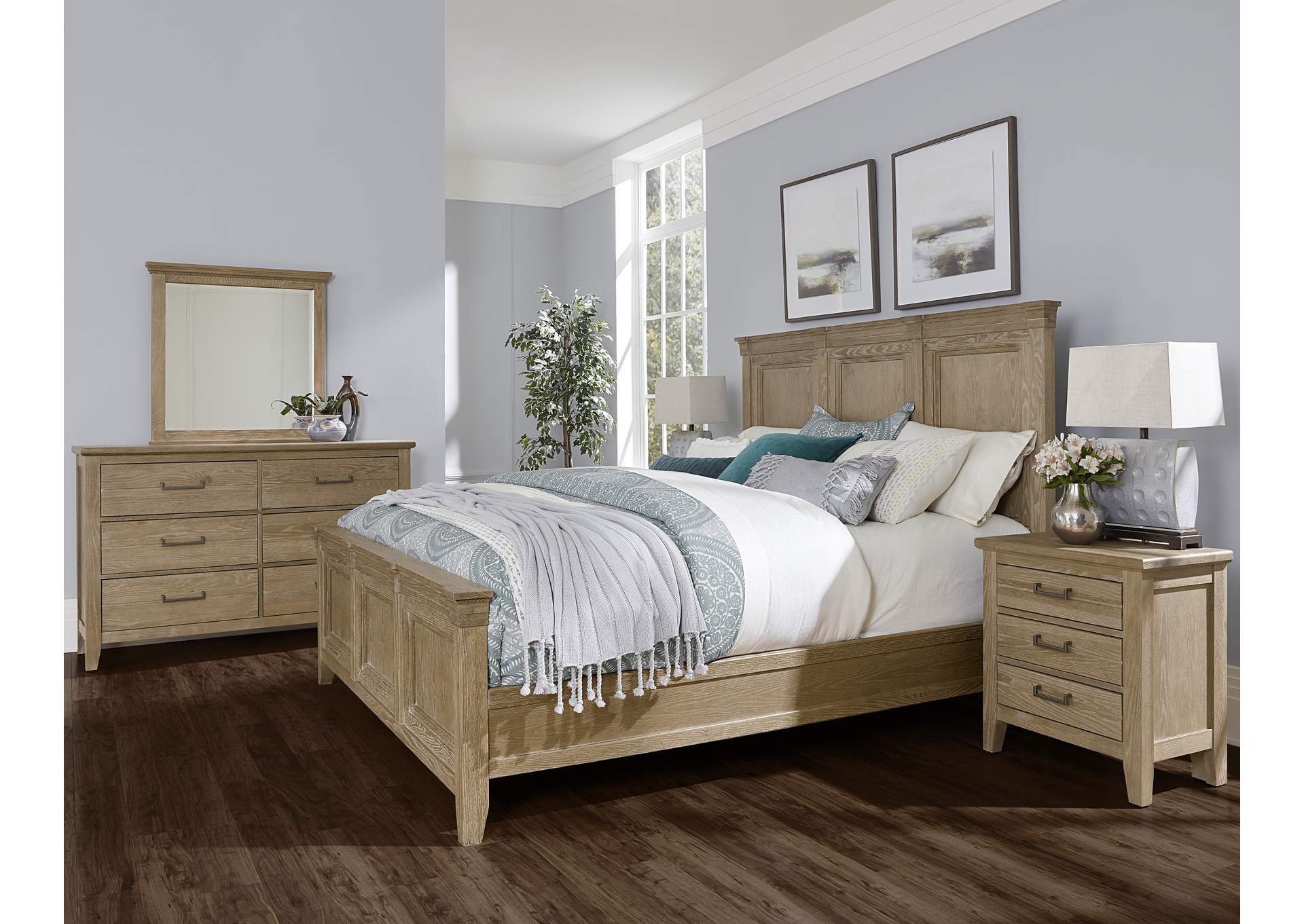 141 - Passageways-Deep Sand King Louvered Bed With Low Profile Footboard,Vaughan-Bassett