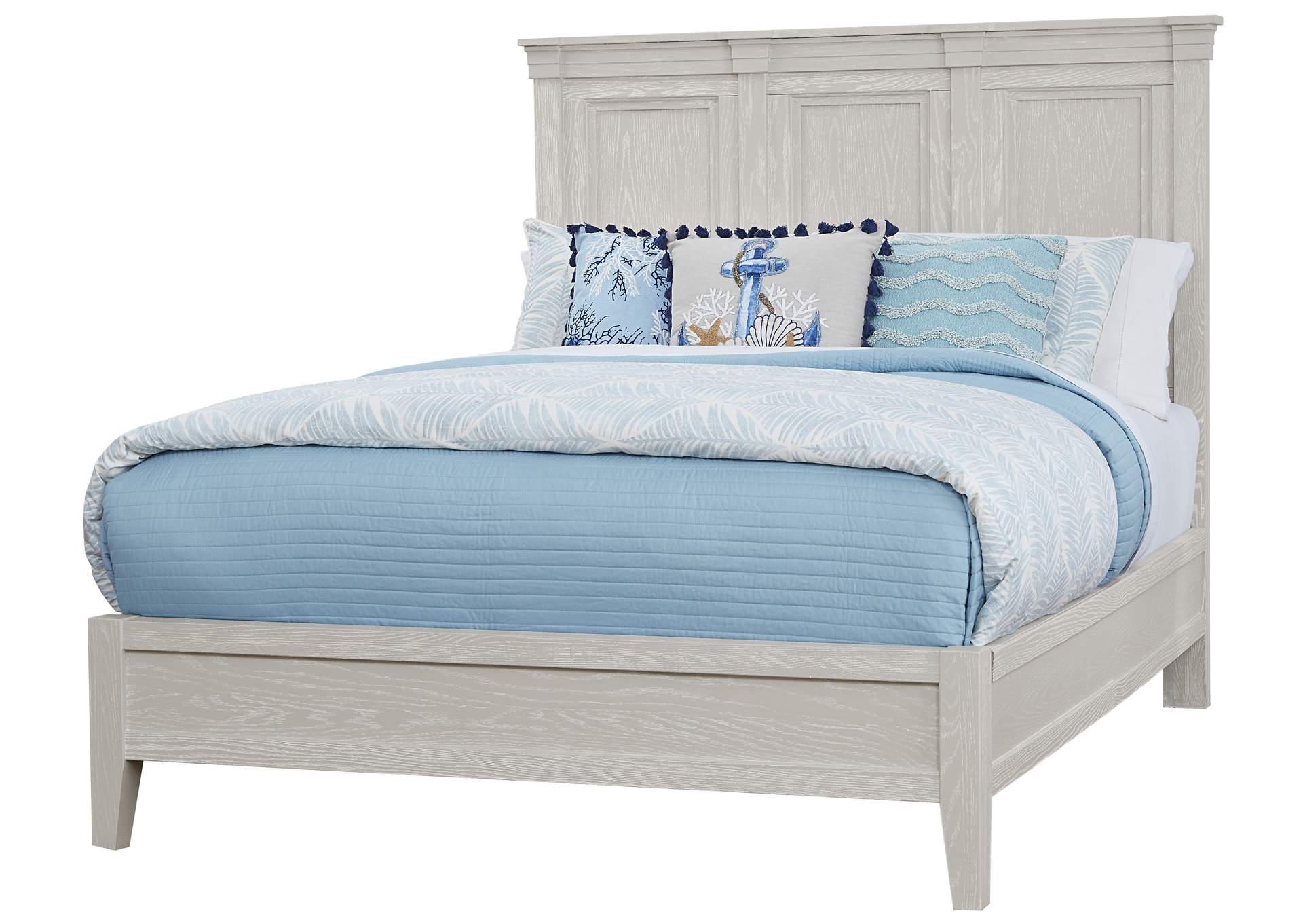 144 - Passageways-Oyster Grey Queen Louvered Bed With Low Profile Footboard,Vaughan-Bassett