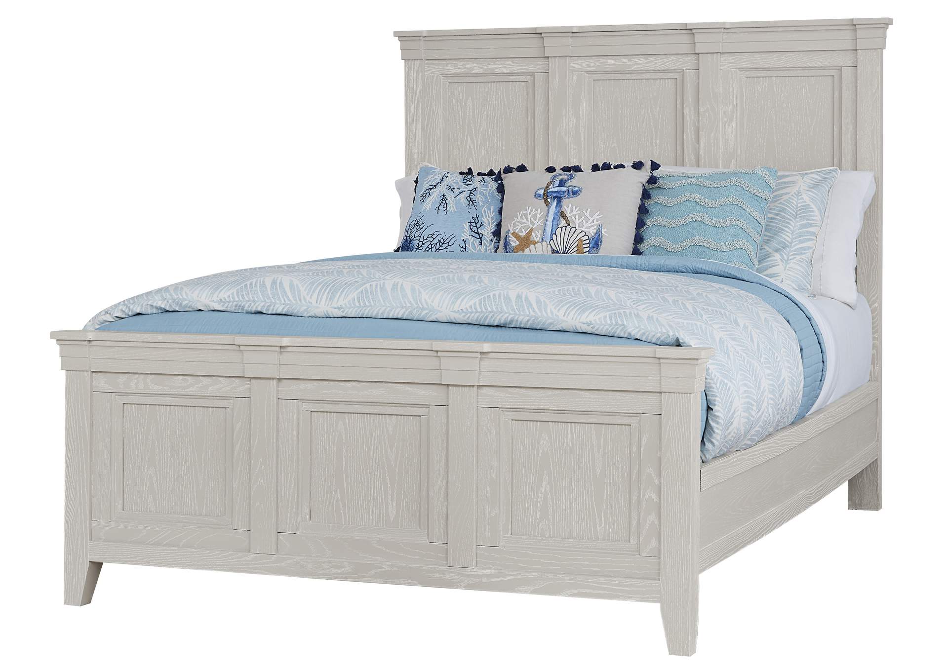 144 - Passageways-Oyster Grey King Louvered Bed With Low Profile Footboard,Vaughan-Bassett