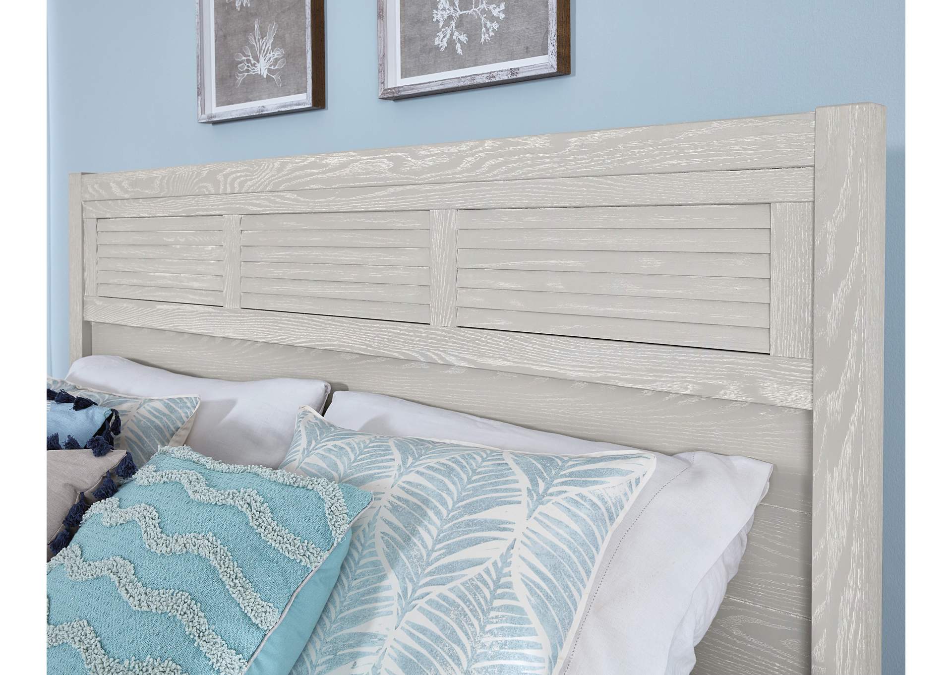 144 - Passageways-Oyster Grey King Louvered Bed With Low Profile Footboard,Vaughan-Bassett