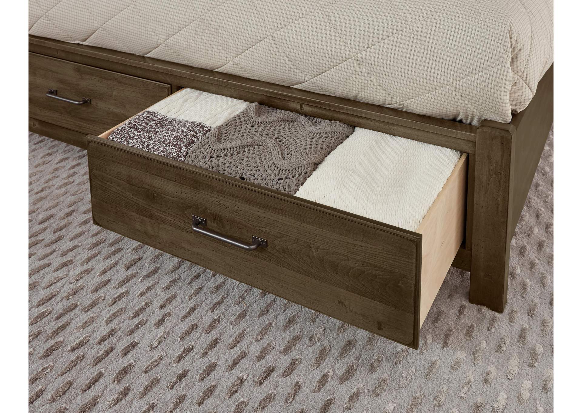 Cool Rustic Mink Queen Mansion Bed w/ Footboard Storage,Vaughan-Bassett