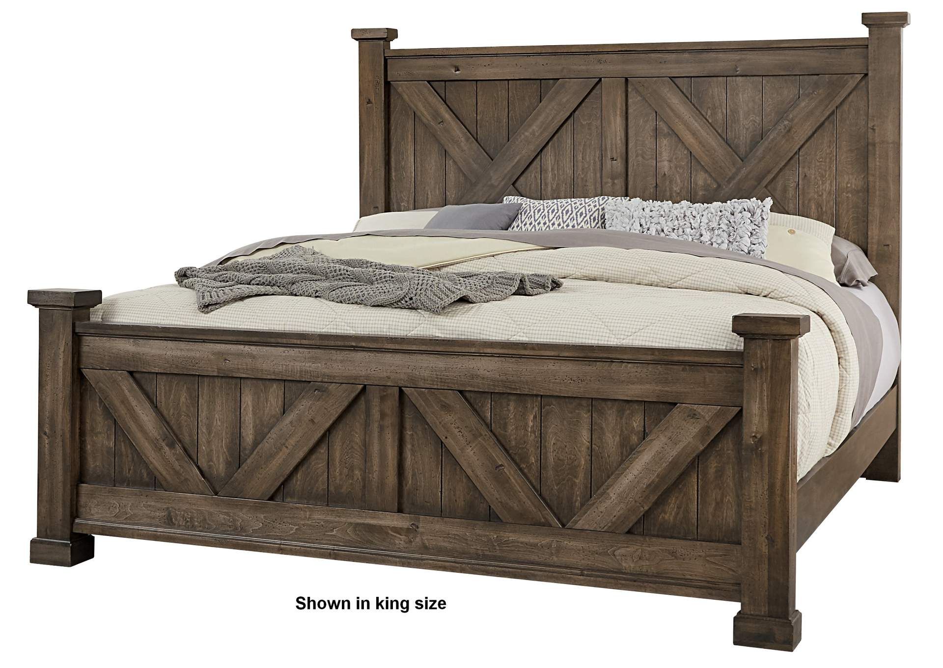 Cool Rustic Mink Queen X Bed w/ X Footboard,Vaughan-Bassett