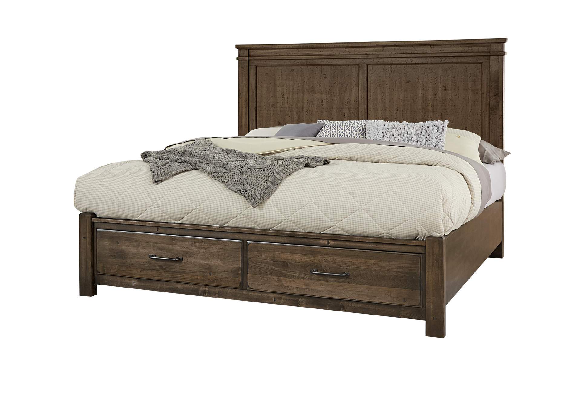 Cool Rustic Mink King Mansion Bed w/ Footboard Storage,Vaughan-Bassett